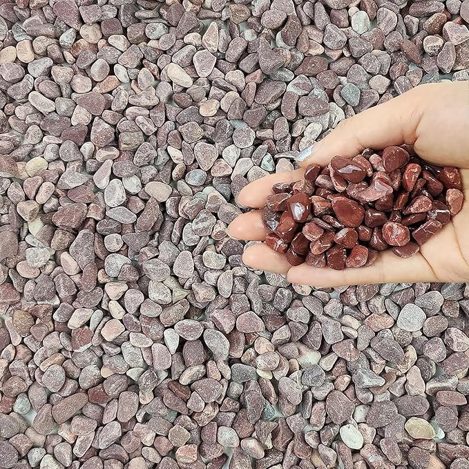 10 lbs Pebbles for Plants, 3/8 Inch Pea Gravel Stones Decorative Red River Rocks for Succulent, Cactus, Landscaping, Vases, Terrarium, Aquarium, Potted Top Dressing and Outdoor Garden