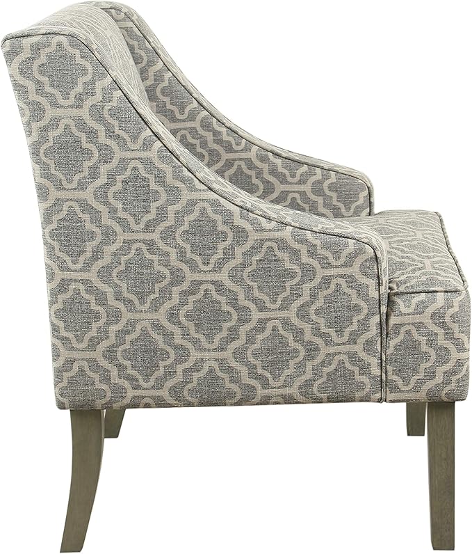 Homepop Home Decor | Upholstered Classic Swoop Arm Accent Chair | Accent Chairs for Living Room & Bedroom | Decorative Home Furniture, Ash Geometric