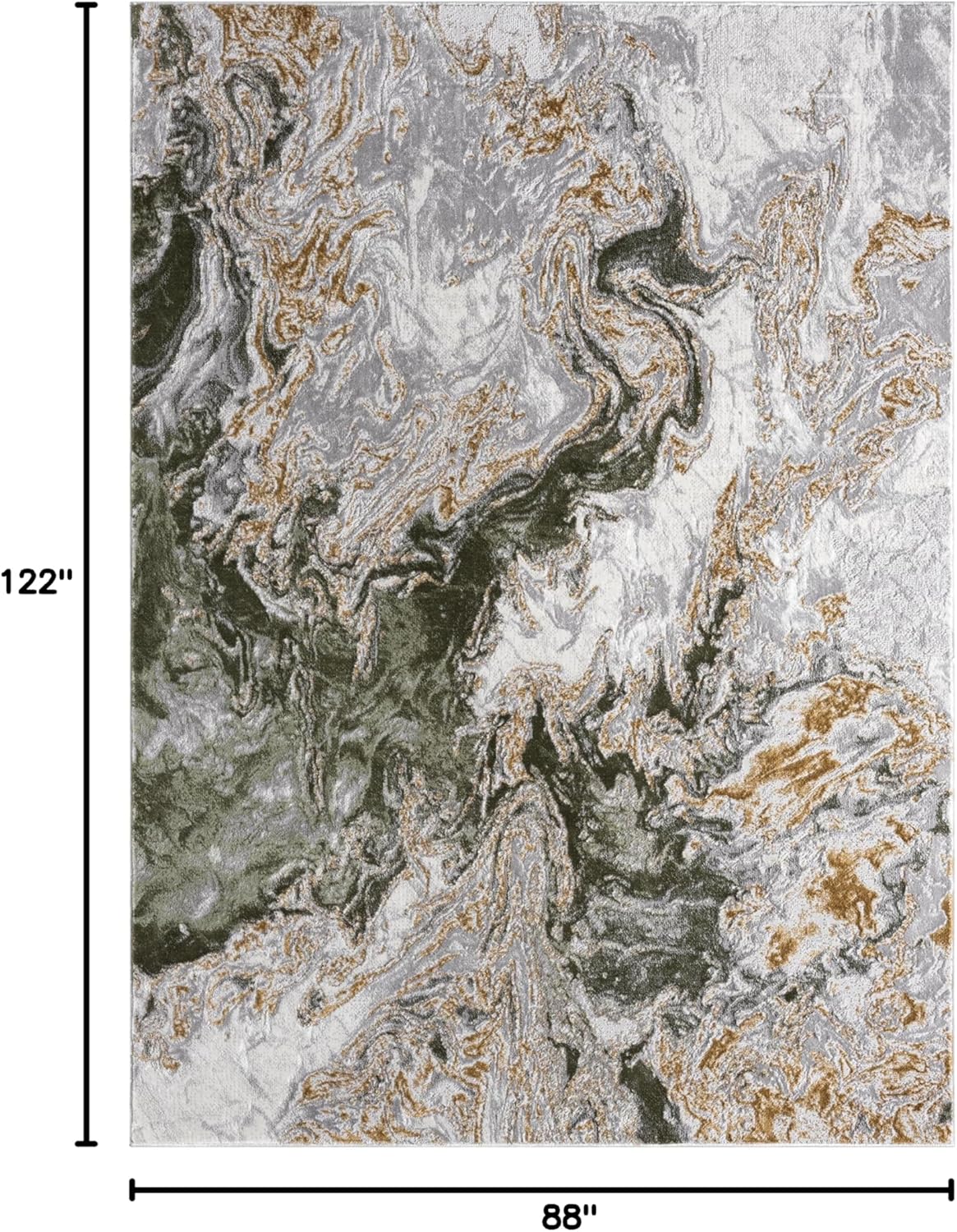 LUXE WEAVERS Marble Swirl Abstract Area Rug, Green 8x10