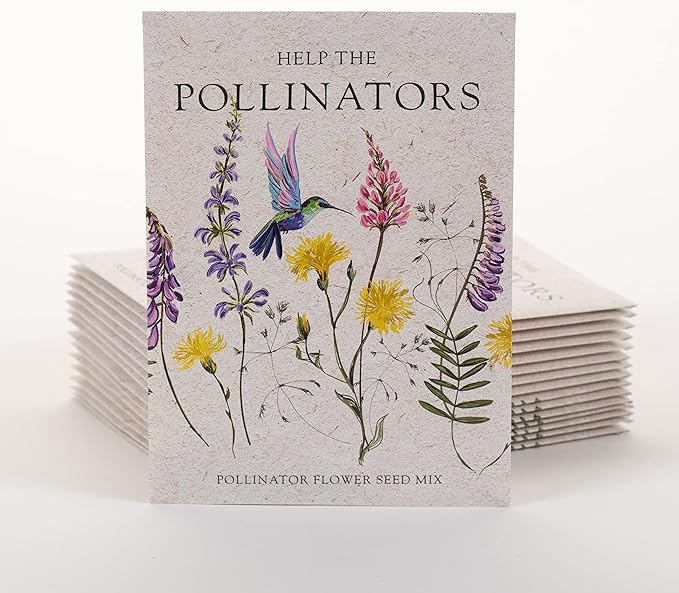 Bentley Seed Co. | Help Pollinators Kraft Hummingbird | 25 Non-GMO, Non-Coated Wildflower Seed Packets for Planting | Flower Seeds | Garden Seed to Grow Live Plants | A Beautiful Gift
