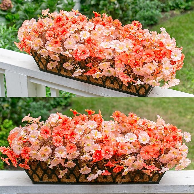 Fake Mums Fall Artificial Flowers Plants for Outdoors Autumn Decoration, 12 Bundles Silk Morning Glory with Eucalyptus Realistic UV Resistant Faux Mums for Outside Planter Yard Garden Home Indoor, Mix