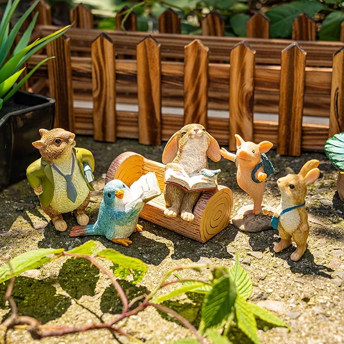 TZSSP 5 Pcs Miniatures Garden Fairies Kit Garden Accessories-Miniature Rabbits Squirrel Bird Pig Figurine for DIY Kit Ornaments,Micro Landscape Micro Landscape Terrarium Ornaments