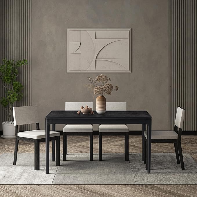 NTC Mingle 55 Inch Modern Design, Rectangular Dinner Table for Dining Room, Living Room Furniture, Effortless Assembly, Burnt Black