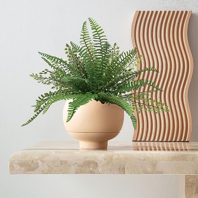 Artificial Boston Fern Plants Bushes Faux Plants Shrubs Greenery for House, Office, Garden, Inddor and Outdoor Decor (Small)