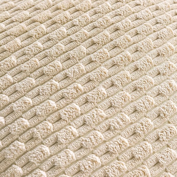 Set of 4 Beige Decorative Throw Pillow Covers 18x18 Inch Corduroy Pillow Covers for Bed Couch Sofa Living Room Soft Square Cushion Cases