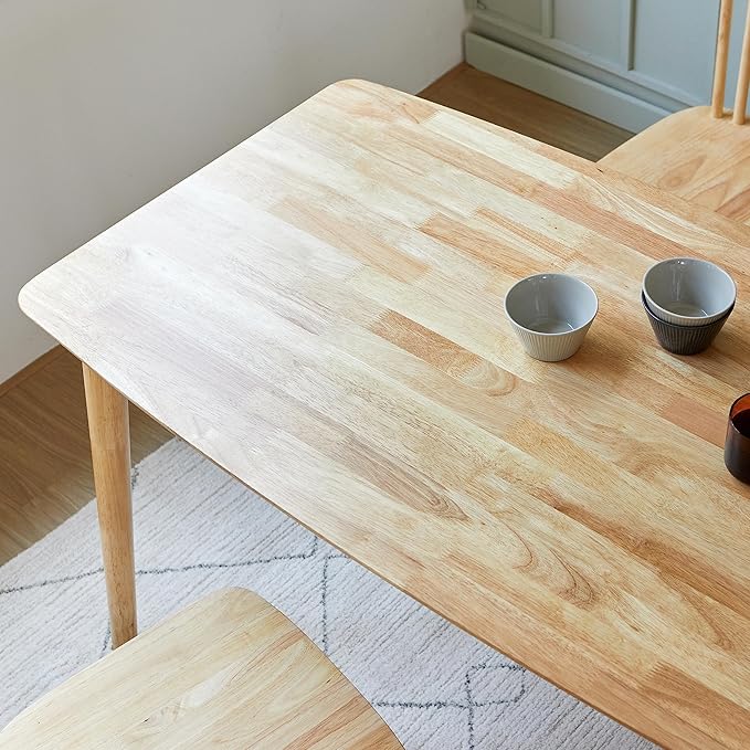 Livinia Aslan 47" Malaysian Oak Rectangular Wooden Dining Table/Solid Wood Kitchen Desk (Natural Oak)