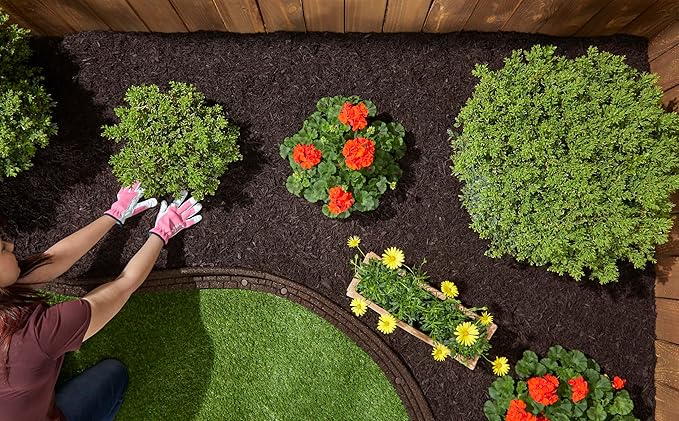 Rubberific Premium Shredded Rubber Mulch for Gardens, Lawns, and Landscaping | Long Lasting Color | Looks Like Natural Wood Mulch (1.5 CU. FT. - 27 LBS, Brown)