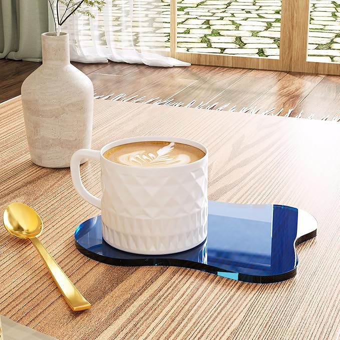 Acrylic Coaster Decorative Plates, Dark Blue Bar Drink Coaster, Clear Cloud Shape Coffee Cup Coaster, Perfect for Tabletop Protection and Accessories Display.(Dark Blue)
