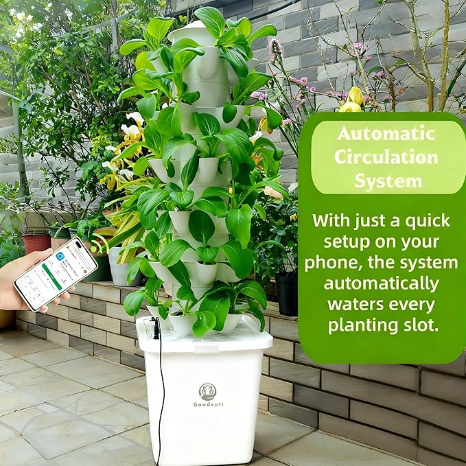 Hydroponic Growing System Kit - Indoor Smart Hydroponic Vertical Garden,Hydroponic Vegetable System,30 Pods,with Pump System and Automatic Timer, White