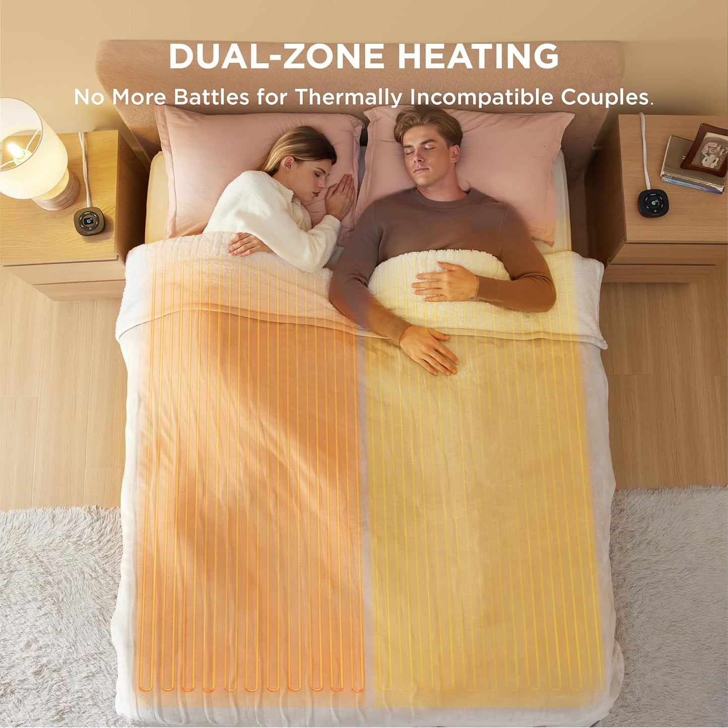 Bedsure Electric Blanket King Size - Dual Control Heated Blanket King Size, Fast Heating with 10 Time Settings & 10 Heat Settings, Warm Gift for Grandma (100x90 inches, Cream)