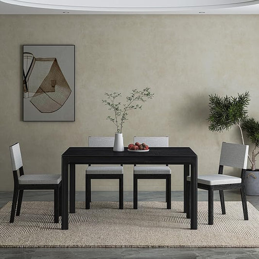 NTC Flow 55 Inch Modern Design, Rectangular Dinner Table for Dining Room, Living Room Furniture, Effortless Assembly, Burnt Black