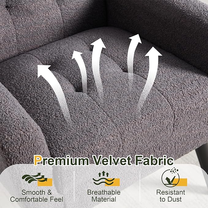 NicBex Modern Accent Chair for Living Room Upholstered Foam Filled Living Room Chairs with Metal Legs Teddy Cozy Lounge Armchair for Living Room Bedroom,Grey