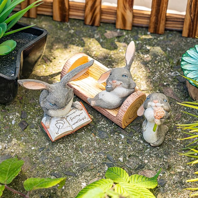 TZSSP 3 Pcs Rabbit Miniatures Garden Fairies Kit Garden Accessories-Miniature Figurines Accessories,DIY Kit,Micro Landscape Ornaments,Micro Landscape Terrarium Ornaments