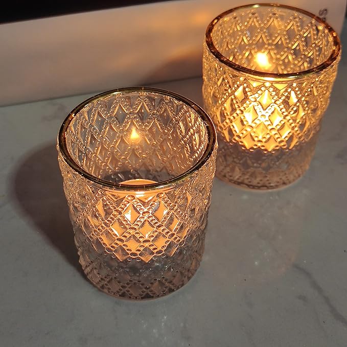 SHMILMH Clear Tealight Candle Holders Set of 24, Glass Votive Candle Holders with Rim for Wedding Table Centerpiece Birthday Party Christmas Decor