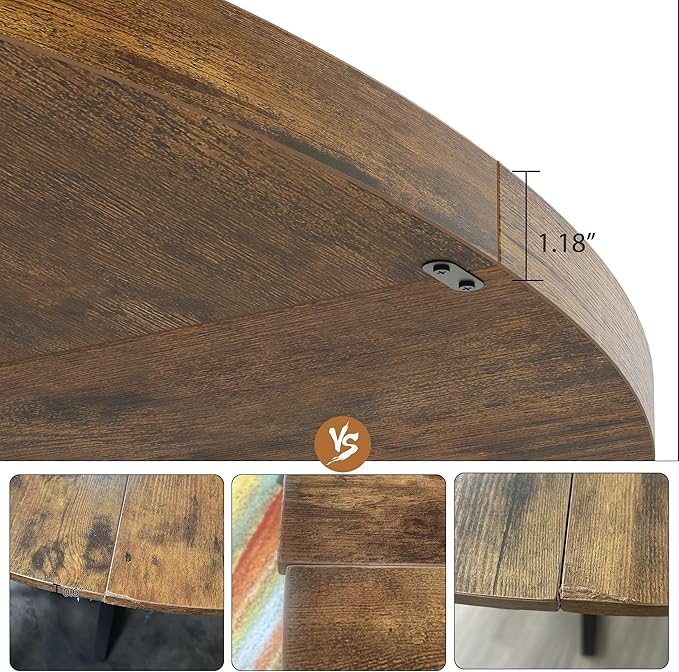 GAOMON Round Dining Table for 4-6 People, 47 Inch Brwon Dinner Room Pedestal Table with Storage Shelf, Industrial Circle Kitchen Table for Kitchen, Dining Room, Space Saving