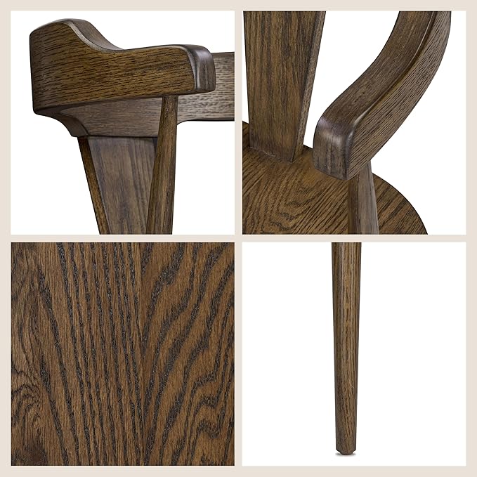 POLY & BARK Mid Century Modern Enzo Black Dining Chair – Solid Oak Wood Splat Back Chair, 18" Seat Height, 32" Tall – Stylish MCM Kitchen & Dining Room Chair