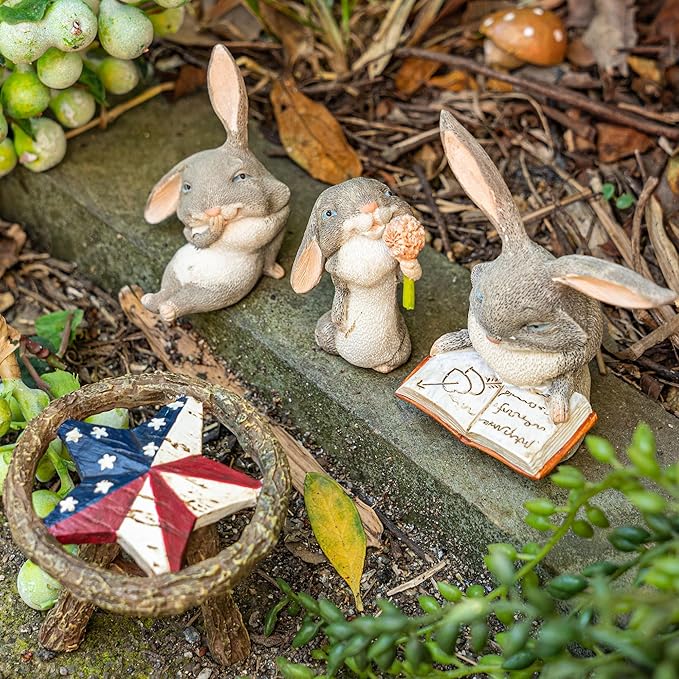 TZSSP 3 Pcs Rabbit Miniatures Garden Fairies Kit Garden Accessories-Miniature Figurines Accessories,DIY Kit,Micro Landscape Ornaments,Micro Landscape Terrarium Ornaments