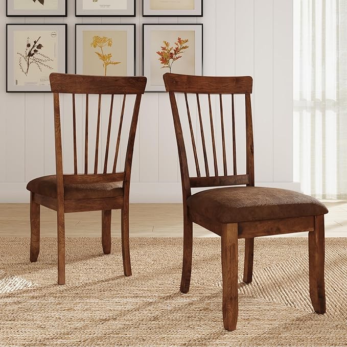 Signature Design by Ashley D199-01 Berringer 18" Rustic Dining Chair with Cushions, 2 Count, Light Brown