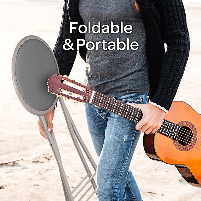 Folding Stool - Backless 18-Inch Stool with 225lb Capacity for Kitchen or Rec Room - Portable Indoor Counter Bar Stools by Lavish Home (Gray)