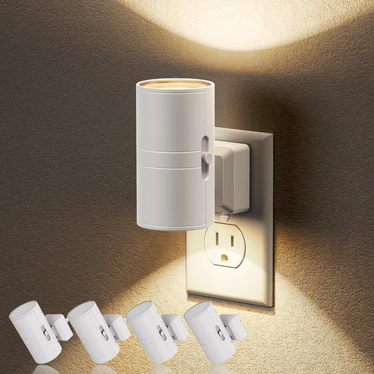 JandCase Night Lights Plug into Wall, Dimmable Night Light Plug in, Modern Night Light Dusk to Dawn Light Sensor, Warm White 3000K, 0-100LM Adjustable Brightness Nightlight for Hallway Bedroom, 4 Pack