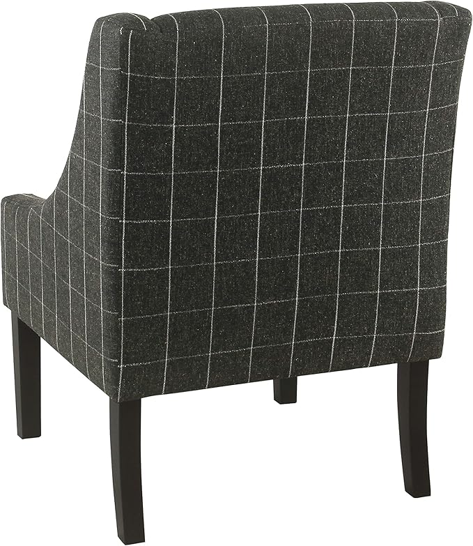 Homepop Home Decor | Upholstered Classic Swoop Arm Accent Chair | Accent Chairs for Living Room & Bedroom | Decorative Home Furniture, Black Windowpane