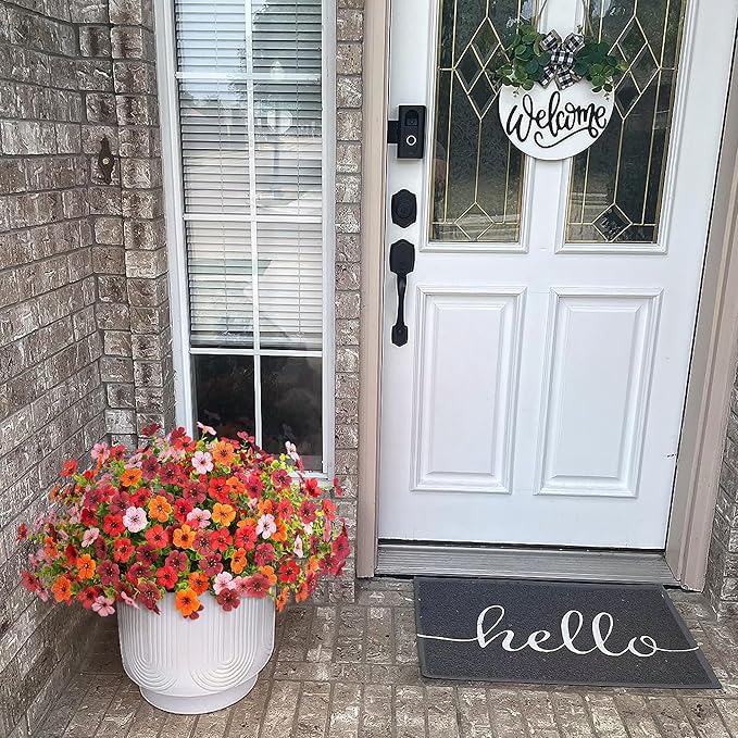 Fall Mums Artificial Flowers for Outdoors Potted, 12 Bundles Fake Fall Daisy Flower with Realistic Eucalyptus Leaves, Fake Plants for Greenery Boxwood Porch Patio Garden Pot Courtyard