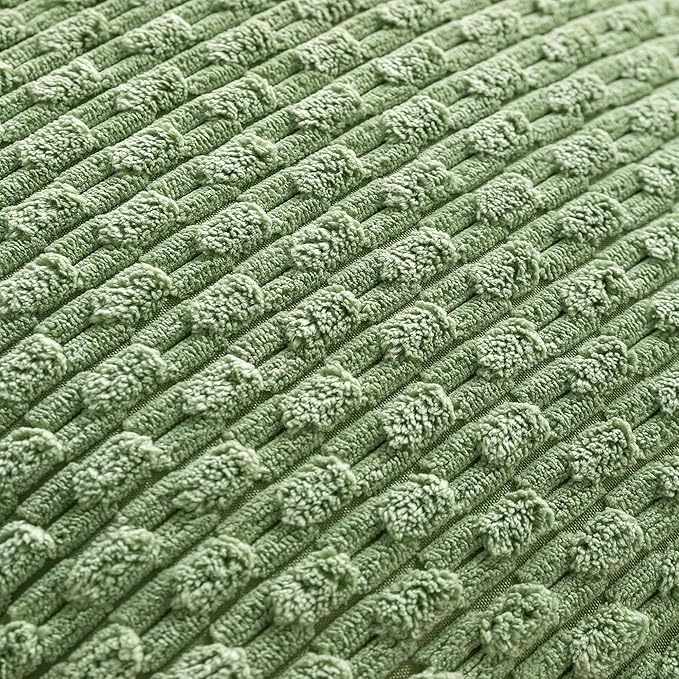 Set of 4 Sage Green Decorative Throw Pillow Covers 12x20 Inch Corduroy Pillow Covers for Bed Couch Sofa Living Room Soft Cushion Cases