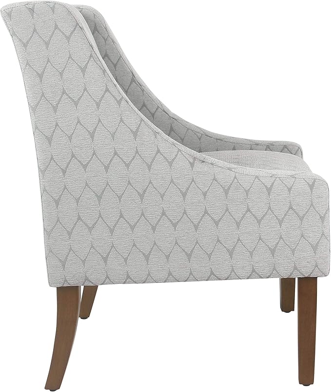 Homepop Home Decor | Upholstered Classic Swoop Arm Accent Chair | Accent Chairs for Living Room & Bedroom | Decorative Home Furniture, Gray Leaf