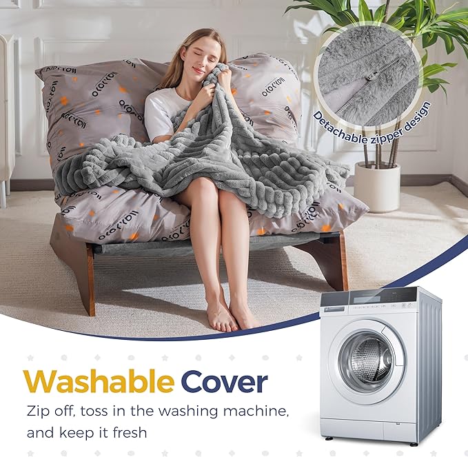 MAXYOYO Adjustable Living Room Chair, 3-Position Bean Bag Chair with Removable Cover, Upholstered Accent Chair with Frame, Soft Reclining Lounge for Bedroom, Apartment, Office, Grey