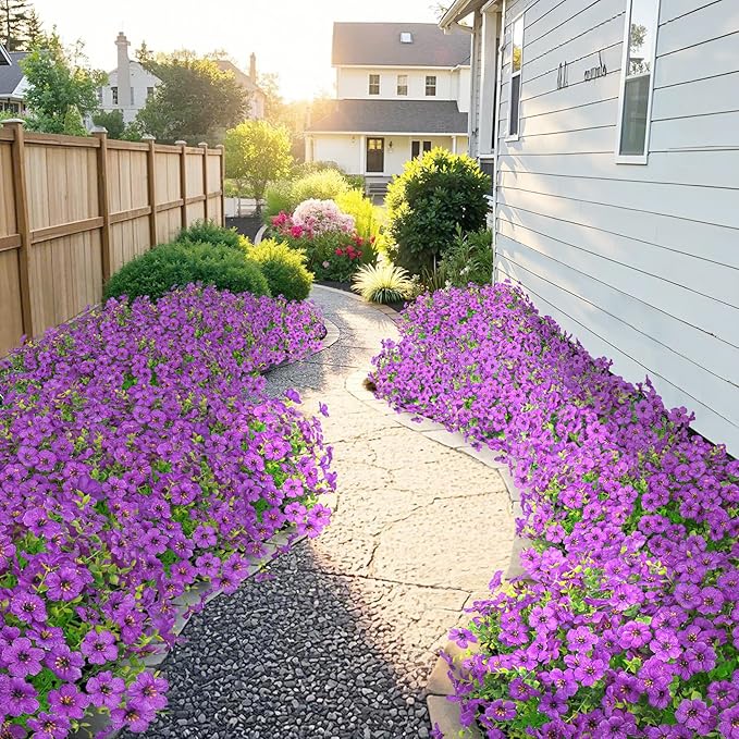 20 Bundles Artificial Flowers for Outdoors Decoration Fake Silk Flowers UV Resistant Faux Plants Artificial Daisy Eucalyptus for Spring Summer Garden Yard Porch Window Home Decor, Purple