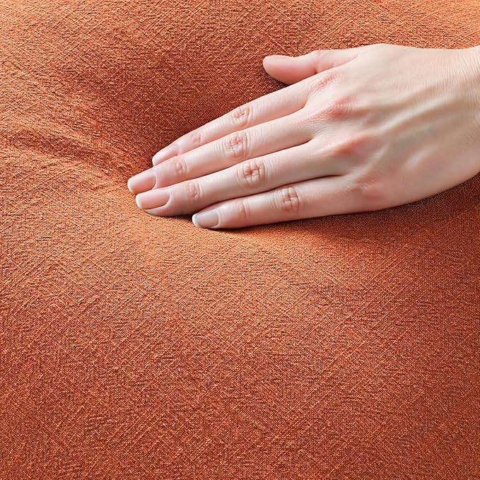 MIULEE Decorative Throw Pillow Covers Neutral Linen Fringe Throw Pillows Set of 2 Burnt Orange Boho Farmhouse Cushion Covers with Tassels for Couch Sofa Bed Living Room Home Decor 16x16 Inch