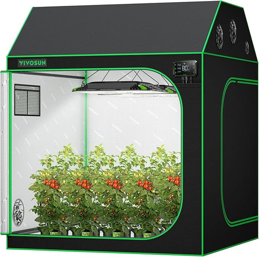 VIVOSUN R556 5x5 Grow Tent, 60"x60"x72" Roof Cube Tent with Observation Window and Floor Tray for Hydroponics Indoor Plant for VSF6450