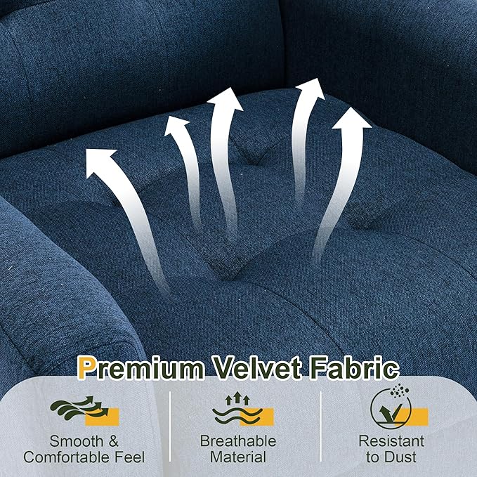 NicBex Accent Chair Set of 2, Modern Chair for Living Room Upholstered Foam Filled Living Room Chairs with Metal Legs Linen Cozy Lounge Armchair for Living Room Bedroom,Blue