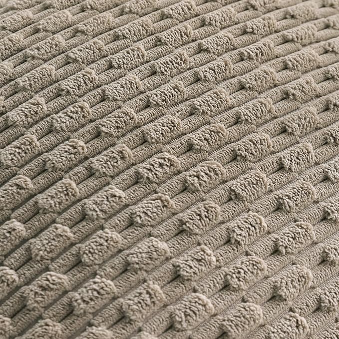 Set of 4 Taupe Decorative Throw Pillow Covers 18x18 Inch Corduroy Pillow Covers for Bed Couch Sofa Living Room Soft Square Cushion Cases