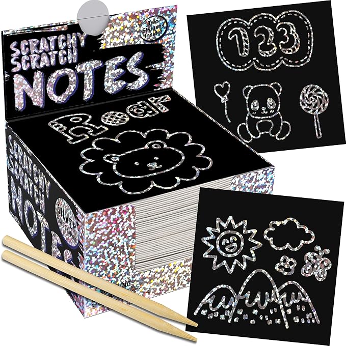 PURPLE LADYBUG Silver Holographic Scratch Art Mini Notes - Scratch Art for Kids, Summer Activities, Camping Games for Ages 4-8