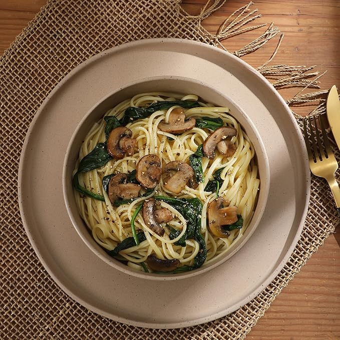 Gibson Elite Tatum Premium Porcelain Matte Reactive Glaze 16-Piece (Service for 4) Plates and Bolws Stackable Dishes Ceramic Dinnerware - Blush Pink/Taupe