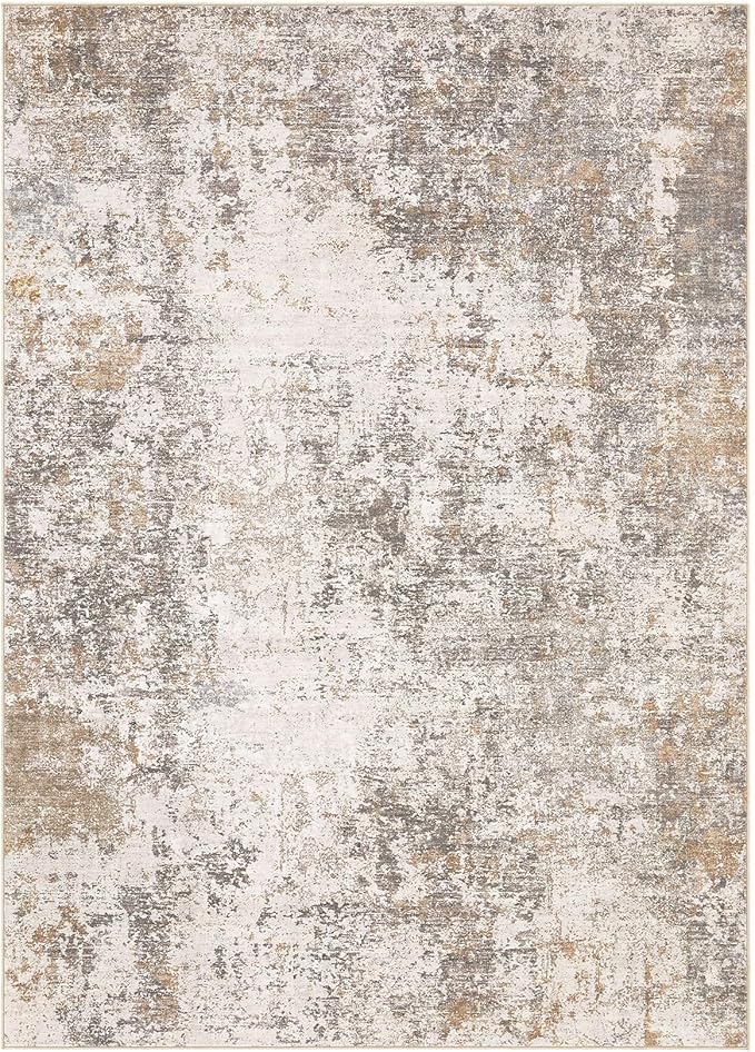 Area Rugs for Living Room: 5x7 Large Soft Washable Rug Modern Abstract Non-Slip Backing Stain Resistant Carpet for Bedroom Dining Room or Home Office Home Decor - Brown