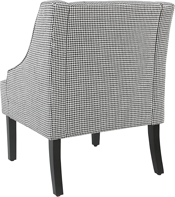 Homepop Home Decor | Upholstered Classic Swoop Arm Accent Chair | Accent Chairs for Living Room & Bedroom | Decorative Home Furniture, Black and White