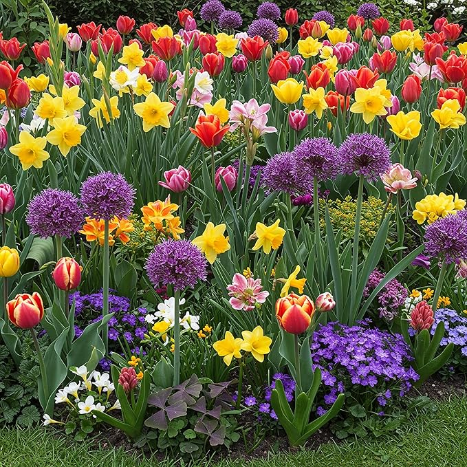 Complete Spring and Fall Flower Garden | 50 Fresh Bulbs | Bloom All Spring and Summer, Easy to Grow Flower Bulb, Indoor/Outdoor