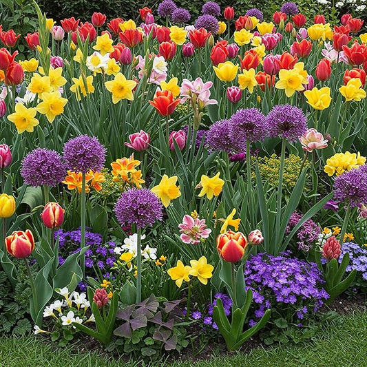 Complete Spring and Fall Flower Garden | 50 Fresh Bulbs | Bloom All Spring and Summer, Easy to Grow Flower Bulb, Indoor/Outdoor