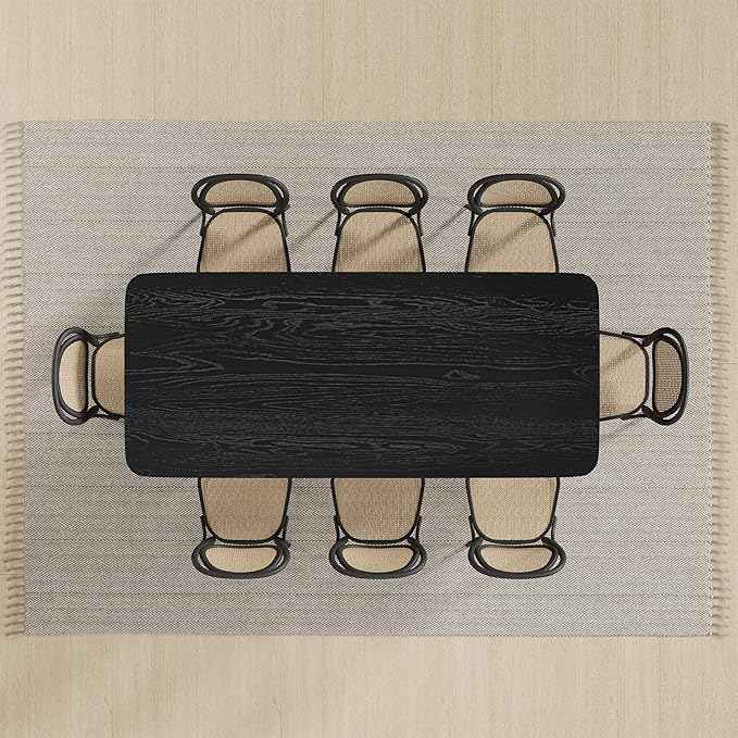 Casaphoria 79" Large Dining Table for 8, Wood Rectangular Living Room Table, Modern Farmhouse Kitchen Table with Scratch-Resistant Top & Wood Pedestal, Easy Assembly and Clean, Black