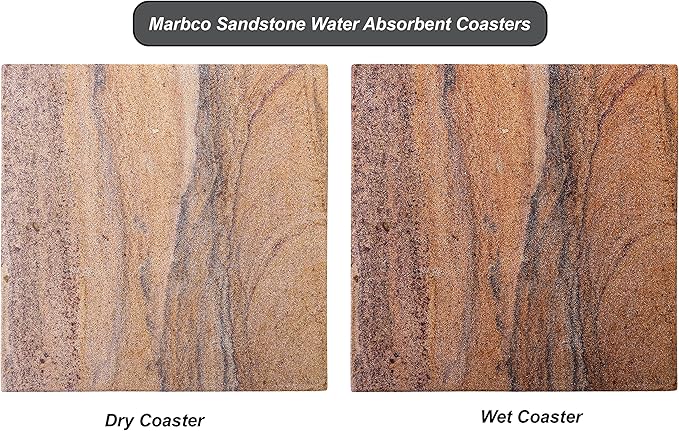 Sandstone Water Absorbent Hand Crafted Round Coasters for Drinks - 4 Inches Wide Thirsty Stone Bar, Drink Coasters- Made from Rainbow Sandstone (Design 5)