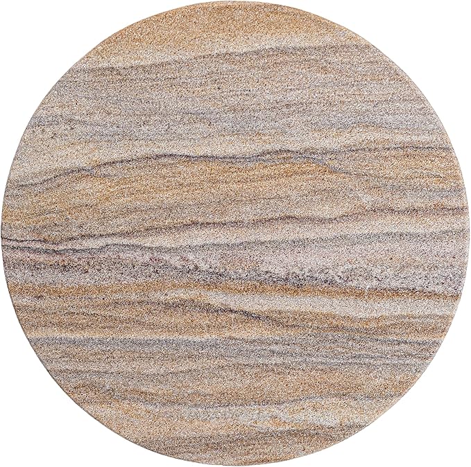 Sandstone Water Absorbent Hand Crafted Round Coasters for Drinks - 4 Inches Wide Thirsty Stone Bar/Drink Coasters- Made from Rainbow Sandstone (Set of 6 with Holder)