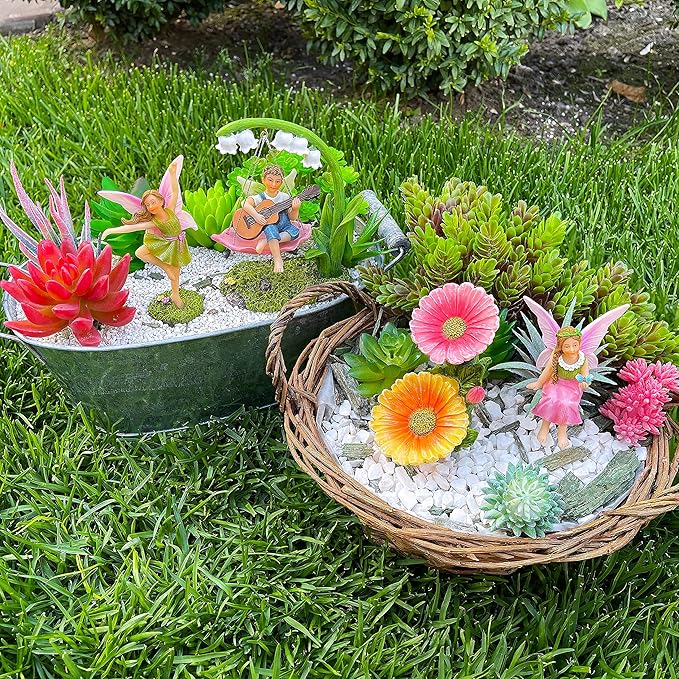 Mood Lab Fairy Garden - Dancing Swing Accessories Kit of 5 pcs - Miniature Garden Figurines Set - Outdoor or House Decor