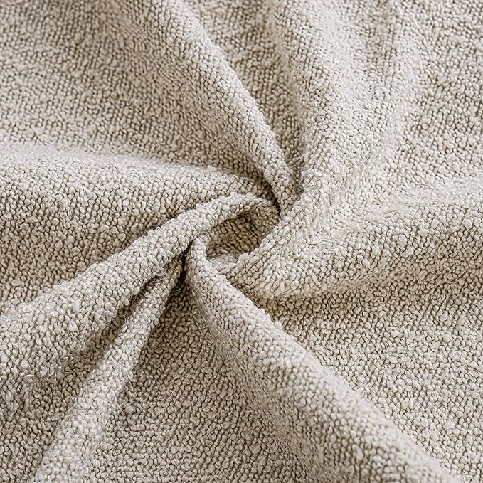 Foindtower Pack of 2 Textured Boucle Throw Pillow Covers Accent Solid Lumbar Pillow Cases Cozy Soft Decorative Couch Cushion Case for Chair Sofa Bedroom Living Room Home Decor, 12 x 20 Inch,Beige