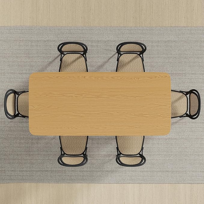 Casaphoria 67" Dining Table, Modern Kitchen Table for 4-6, Farmhouse Style with Rectangular Top & Arched Legs, Easy Assembly for Living Room, Kitchen, Bar, Oak