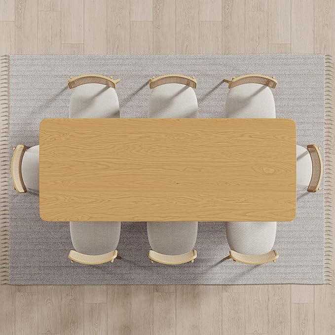 Casaphoria 79" Dining Table for 6, Wood Kitchen Table with Scratch-Resistant Top & V-Shaped Base, Modern Farmhouse Rectangular Dining Table for Living Room, Kitchen, Easy Assembly, Natural Wood