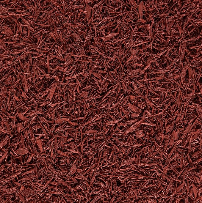 Rubberific Premium Shredded Rubber Mulch for Gardens, Lawns, and Landscaping | Long Lasting Color | Looks Like Natural Wood Mulch (75 CU. FT. - 1,350 LBS, Red)