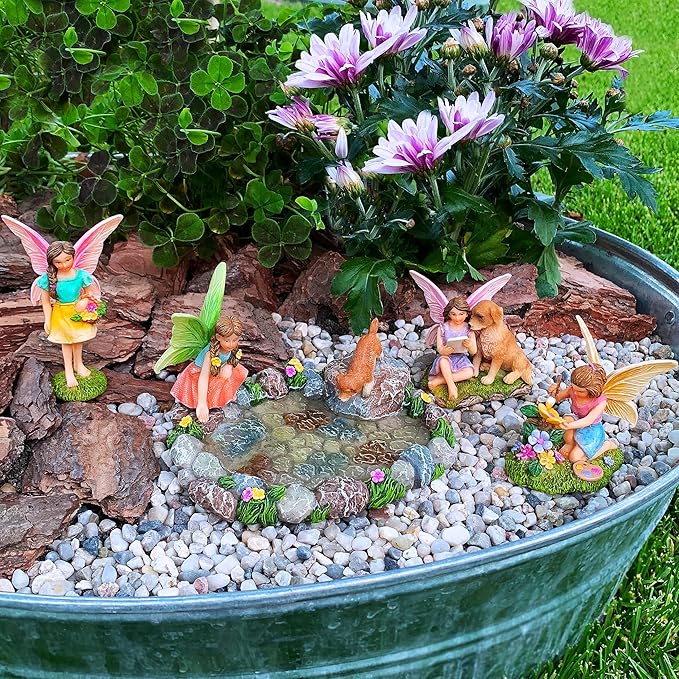 Mood Lab Fairy Garden Miniature Pond Kit - Figurines & Accessories Set of 5 pcs - Outdoor or House Decor