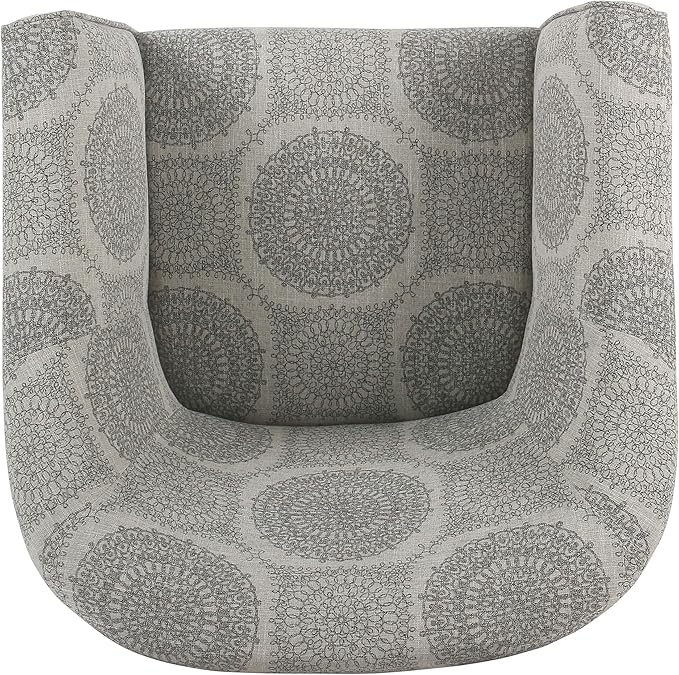 HomePop Barrel Shaped Accent Chair, Grey Medallion
